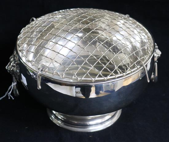 A George V silver rose bowl, with lion mask and ring handles, Docker & Burn Ltd, Birmingham, 1925, 18.3oz.